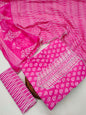 Tie Work Hand Block Suit Set with Cotton Dupatta