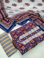 Tie Work Hand Block Suit Set with Cotton Dupatta