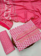 Tie Work Hand Block Suit Set with Cotton Dupatta