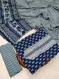 Tie Work Hand Block Suit Set with Cotton Dupatta