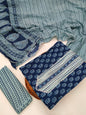 Tie Work Hand Block Suit Set with Cotton Dupatta