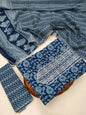 Tie Work Hand Block Suit Set with Cotton Dupatta