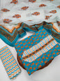 Tie Work Hand Block Suit Set with Cotton Dupatta
