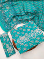 Tie Work Hand Block Suit Set with Cotton Dupatta