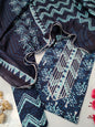 Tie Work Suit Set with Cotton Dupatta - TSPSMTWVJ27