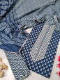 Tie Work Suit Set with Cotton Dupatta - TSPSMTWVJ30
