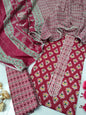 Tie Work Suit Set with Cotton Dupatta - TSPSMTWVJ39