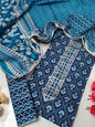 Tie Work Suit Set with Cotton Dupatta - TSPSMTWVJ47