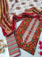 Tie Work Suit Set with Cotton Dupatta - TSPSMTWVJ4