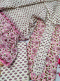Tie Work Suit Set with Cotton Dupatta - TSPSMTWVJ61