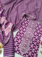 Tie Work Suit Set with Cotton Dupatta - TSPSMTWVJ62
