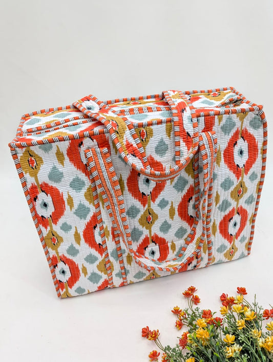 Quilted Tote Bag with zipper - 17x18x 6 inches